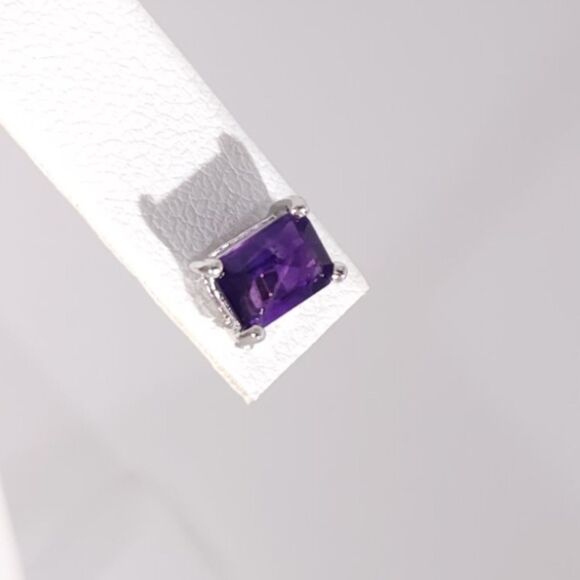 Amethyst Octagon 5x7 Post Earrings in Sterling Silver - Picture 7 of 7